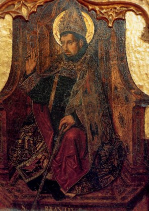 사라고사의 성 브라울리오_by Bartolome Bermejo_from Predella of the Altarpiece of Santa Engracia de Daroca.jpg